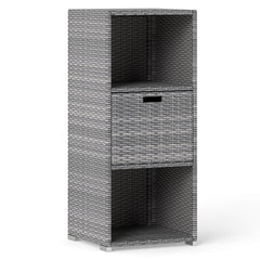Outdoor Storage Cabinet Patio Wicker Organizer with Drawer-Gray