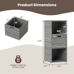 Outdoor Storage Cabinet Patio Wicker Organizer with Drawer-Gray