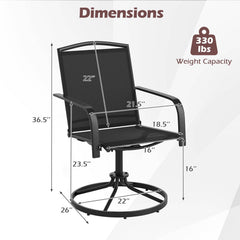 Outdoor Swivel Chairs Set of 2 with High Back and Breathable Seat-Black