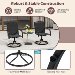 Outdoor Swivel Chairs Set of 2 with High Back and Breathable Seat-Black