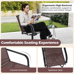 Outdoor Swivel Chairs Set of 2 with High Back and Breathable Seat-Coffee