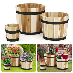 Outdoor Wooden Planter Box with Drainage Holes Set of 3