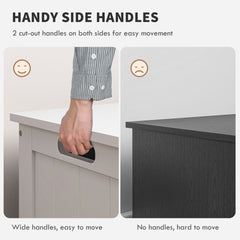 Storage Trunk with 2 Safety Hinges, Modern Entryway Bench with Side Handles, Storage Chest for Living Room, Black