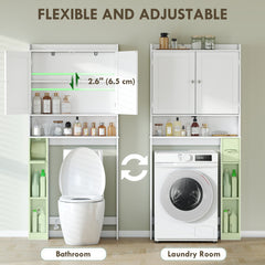 Modern Over the Toilet Storage Cabinet with 2 Doors, Above Commode Storage Cabinet with Toilet Paper Holder, Grey