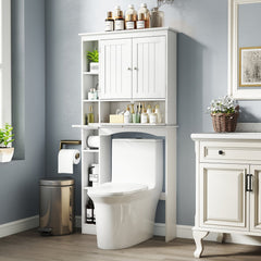 Over the Toilet Storage Cabinet with Adjustable Shelf and Bottom Bar-White