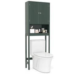 Over The Toilet Storage Cabinet with Fluted Doors-Green