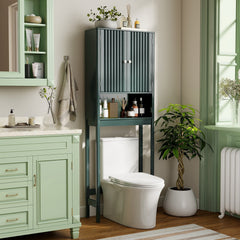Over The Toilet Storage Cabinet with Fluted Doors-Green