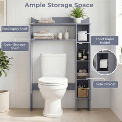 Over the Toilet Storage Cabinet with Toilet Paper Holder-Gray