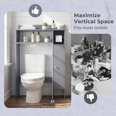 Over the Toilet Storage Cabinet with Toilet Paper Holder-Gray
