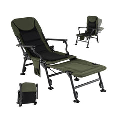 Oversized Foldable Fishing Chair with Detachable Footrest-Green
