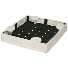 Kids Outdoor Sandbox with Canopy, Bottom Fabric Liner, Brown