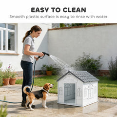 26" Plastic Dog House Outdoor with Air Vents, for Small Medium Dogs, Blue