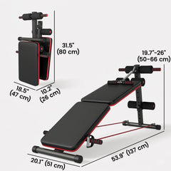 Foldable Sit Up Bench Core Workout for Home Gym Black