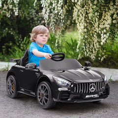 Mercedes-Benz AMG GTR Licensed 12V Battery Powered Kids Electric Car w/ Remote, Soft Start, Lights, Music Horn, Black