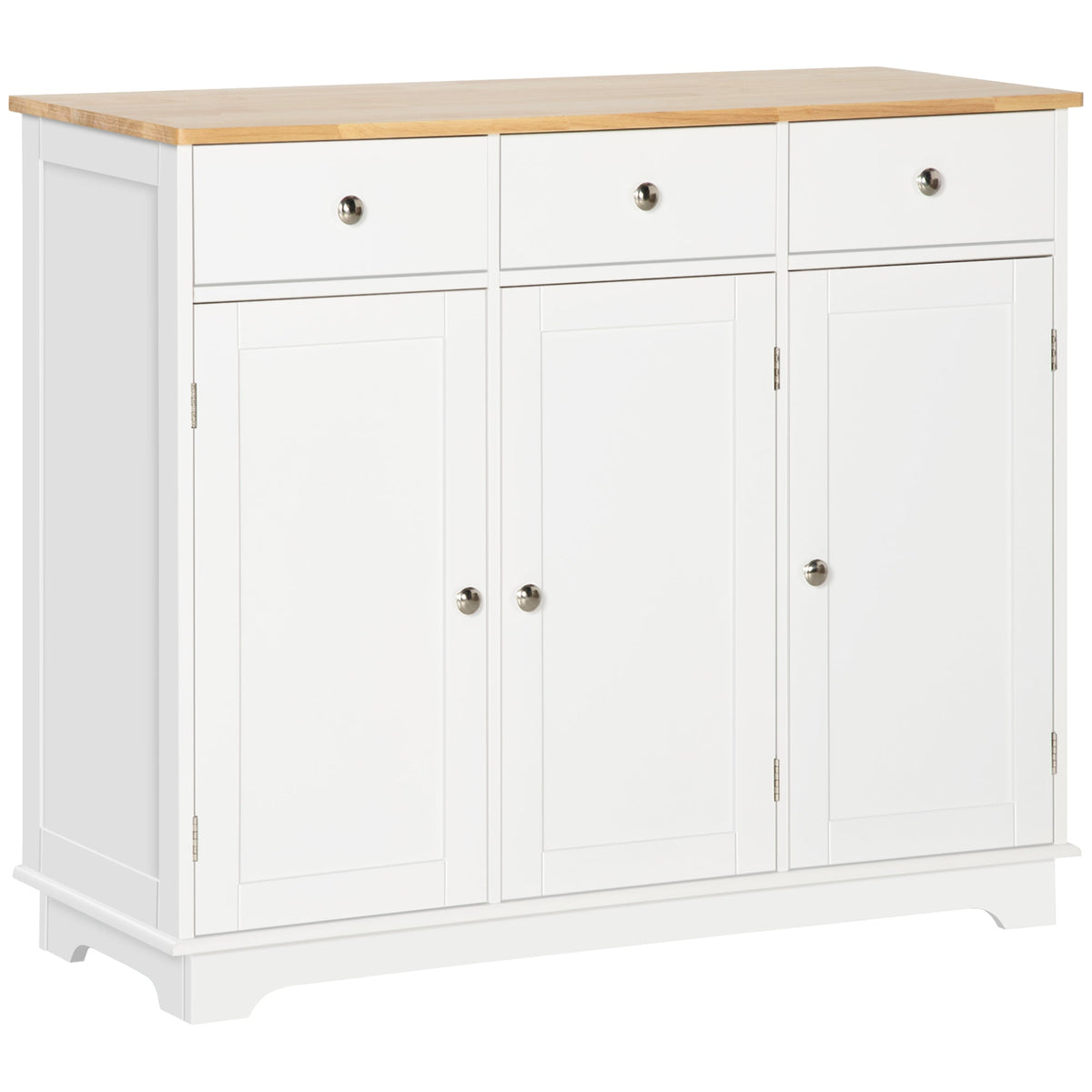 Modern Sideboard, Buffet Cabinet with Storage Cabinets, Drawers and Adjustable Shelves for Living Room, White
