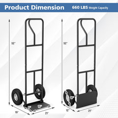 P-Handle Hand Truck with Foldable Load Plate for Warehouse Garage-Black
