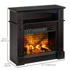 Electric Fireplace with Mantel, Freestanding Heater Corner Firebox with Remote Control, 700W/1400W, Brown