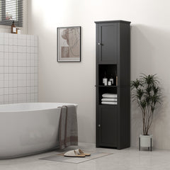 Tall Medicine Cabinet, Freestanding Bathroom Storage Cabinet with Shelves and 2 Cupboards, Bathroom Organizer, White