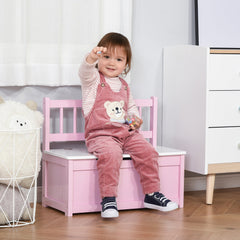 2-in-1 Kids Toy Box Storage Organizer Chest Cabinet Chunk Cube with Safety Pneumatic Rod, Pink