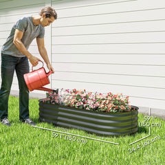 4.9 x 2 x 1ft Galvanized Raised Garden Bed Kit, Metal Planter Box with Safety Edging, Black