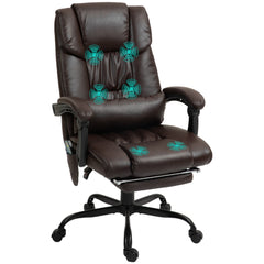 6-Point Vibration Massage Chair, Height Adjustable Reclining Computer Chair with Retractable Footrest, Black