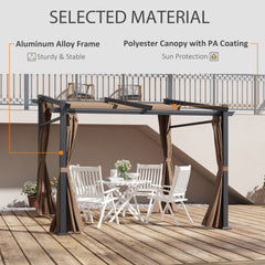 Metal Pergola with Sliding Roof Canopy, Retractable Pergola Canopy, 10' x 10', Beige