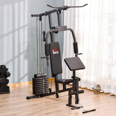 Multifunction Home Power Exercise Gym System Weight Training Exercise Workout Station Fitness Strength Machine for Whole Body Training Black