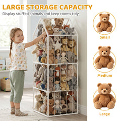 Stuffed Animal Storage Organizer, Teddy Toy Storage Organizer with Waterproof Bottom for Playroom, Nursery, 47x47x132cm