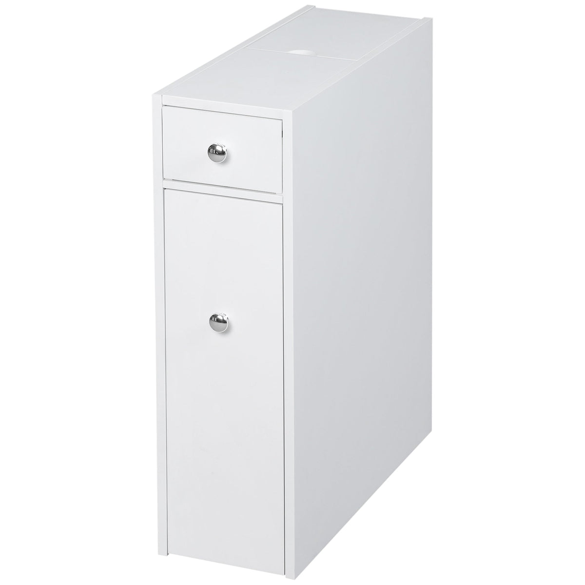 Space Saving Toilet Paper Cabinet, Narrow Bathroom Cabinet with Drawers and Hidden Storage, White