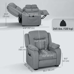 Massage Recliner Chair with Quiet Brushless Motor Pet-Friendly Fabric Power Recliner with 2 Memory Positions Brown