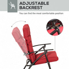 Set of 2 Outdoor Folding Chairs with Adjustable Backrest, Padded Camping Chairs for Outdoor Events, Grey