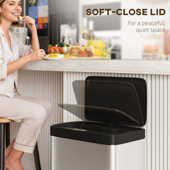 12 Gallon (45 L) Sensor Can, Automatic Garbage Can with Soft-Close Lid, Fingerprint-Proof Stainless Steel, Matte Black