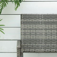 Rattan Wicker Loveseat Garden Bench Hand Woven Portable Backyard Gray