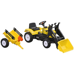 Front Loader Excavator Ride On Toy Pedal Control with 6 Wheels Controllable Bucket for 3 Years Old, Yellow