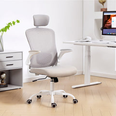 Ergonomic Office Chair, Mesh Desk Chair with Adjustable Headrest, Lumbar Support and Height, Flip-Up Armrests, Black