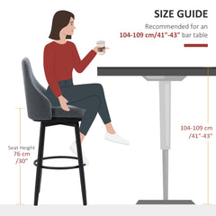 Extra Tall Bar Stools Set of 2, Modern 360° Swivel Barstools, Dining Room Chairs with Steel Legs Footrest, Charcoal Grey