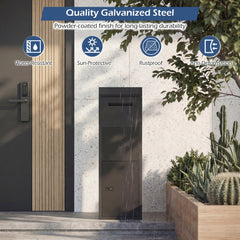 Package Delivery Box for Outside with Anti-Theft Baffle Sloped Roof-Black