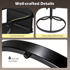 Padded Patio Swivel Chairs Set of 2 Ergonomic Outdoor Dining Chairs with Breathable Fabric-Black