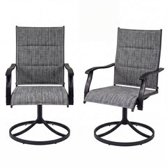 Padded Patio Swivel Chairs Set of 2 Ergonomic Outdoor Dining Chairs with Breathable Fabric-Gray