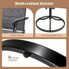 Padded Patio Swivel Chairs Set of 2 Ergonomic Outdoor Dining Chairs with Breathable Fabric-Gray