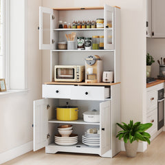 Pantry Cabinet with 2 Removable Shelves-White