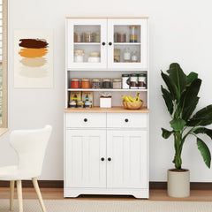 Pantry Cabinet with 2 Removable Shelves-White