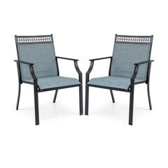 Patio Chairs Set of 2 with All Weather Breathable Fabric-Blue