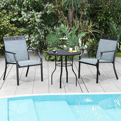 Patio Chairs Set of 2 with All Weather Breathable Fabric-Blue