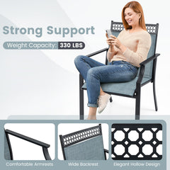 Patio Chairs Set of 2 with All Weather Breathable Fabric-Blue