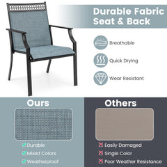 Patio Chairs Set of 2 with All Weather Breathable Fabric-Blue