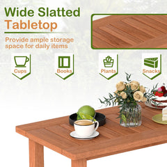 Patio Coffee Table with Slatted Tabletop for Deck, Poolside