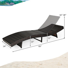 Folding Chaise Lounge with 5 Adjustable Levels and 2.5 in Cushion, Off White
