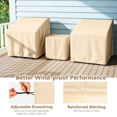 Patio Furniture Covers Waterproof Outdoor Conversation Covers for 3 Pieces Bistro Set-Beige