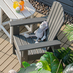 Kids Adirondack Chair for the Patio, All Weather Grey
